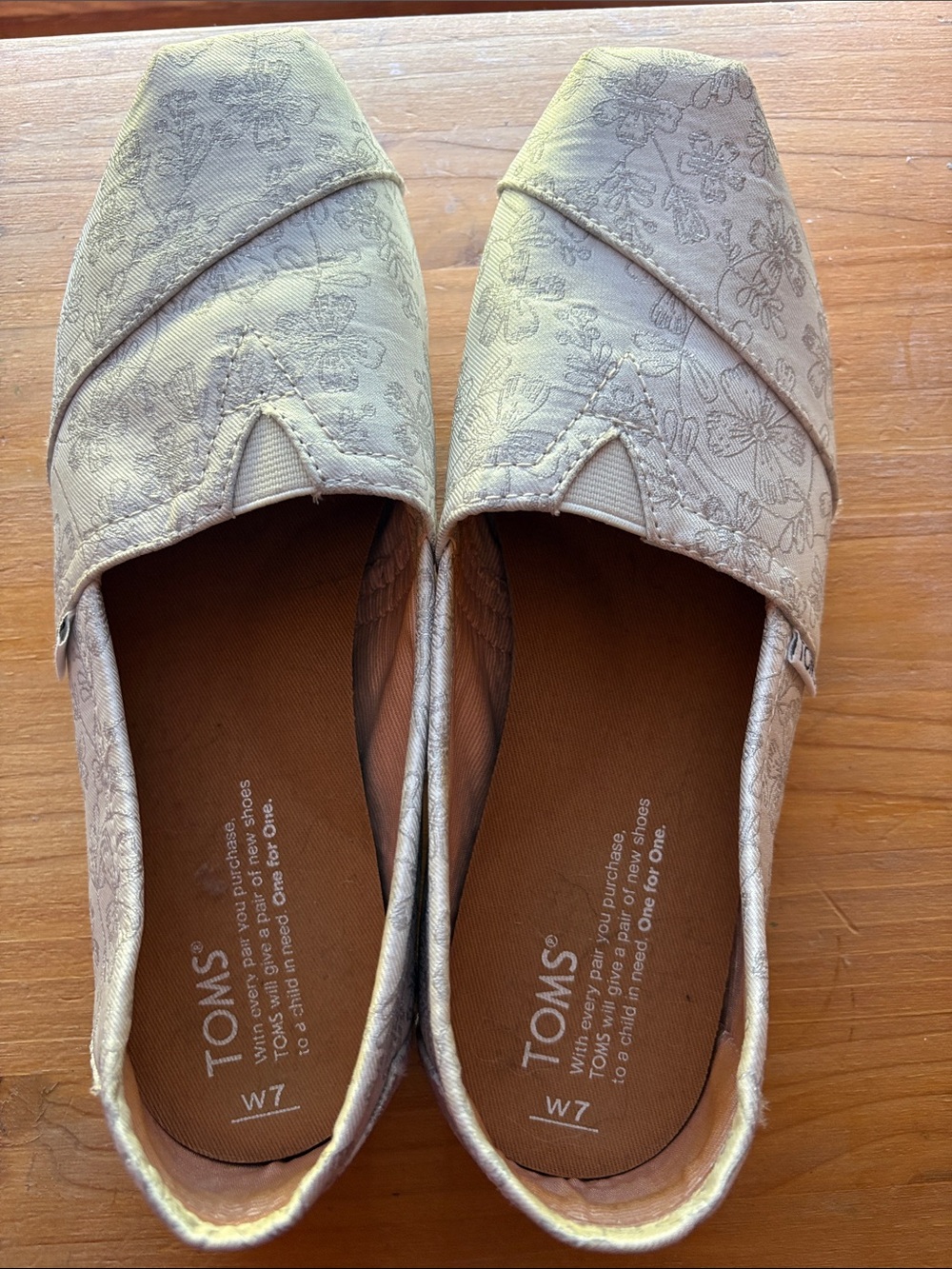 TOMS White and Silver Floral Print wedding shoes